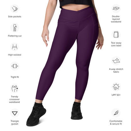 Amethyst Crossover leggings with pockets - Fox & Joy