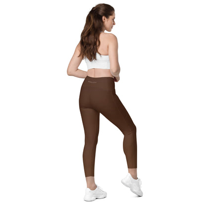 Chocolate Brown Melt Crossover leggings with pockets - Fox & Joy