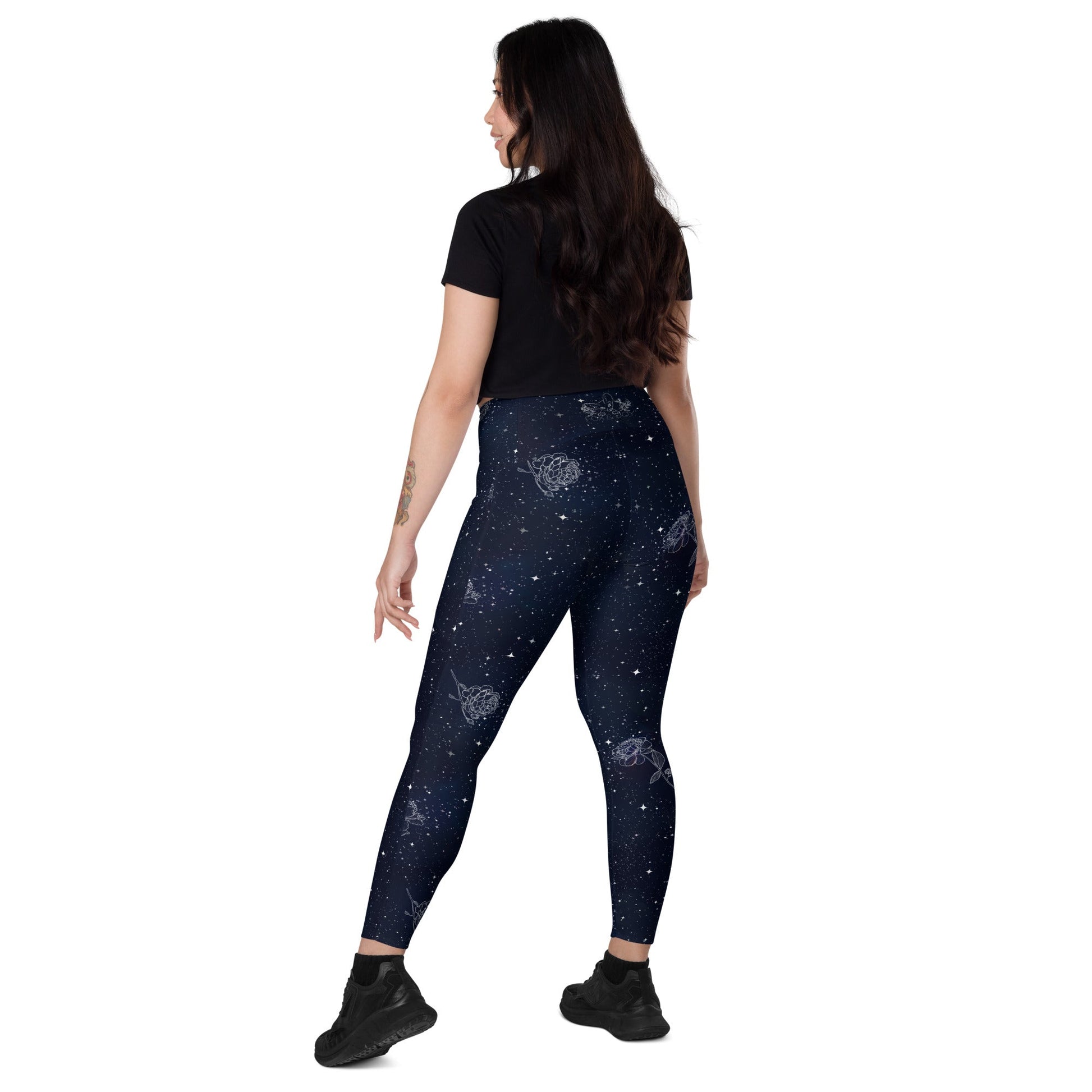 Flower Constellation Crossover leggings with pockets - Fox & Joy