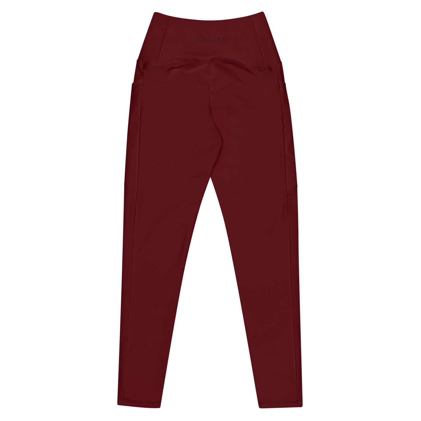 Garnet Red Crossover leggings with pockets - Fox & Joy