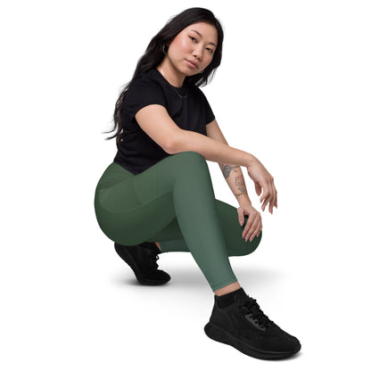 Green Melt Crossover leggings with pockets - Fox & Joy