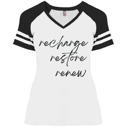 Recharge Restore Renew Women's Game V-Neck Tee - Fox & Joy