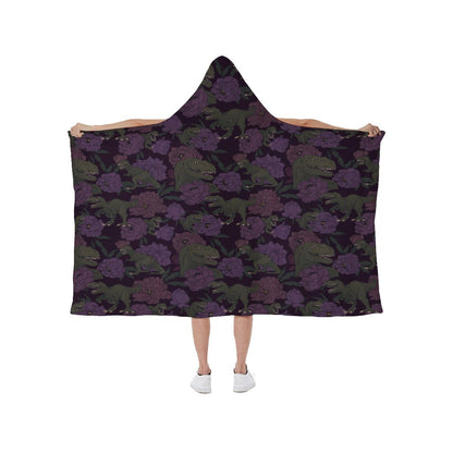 Rosie The T-Rex Deep Amethyst Hooded blanket With Soft Fleece Lining - Fox & Joy