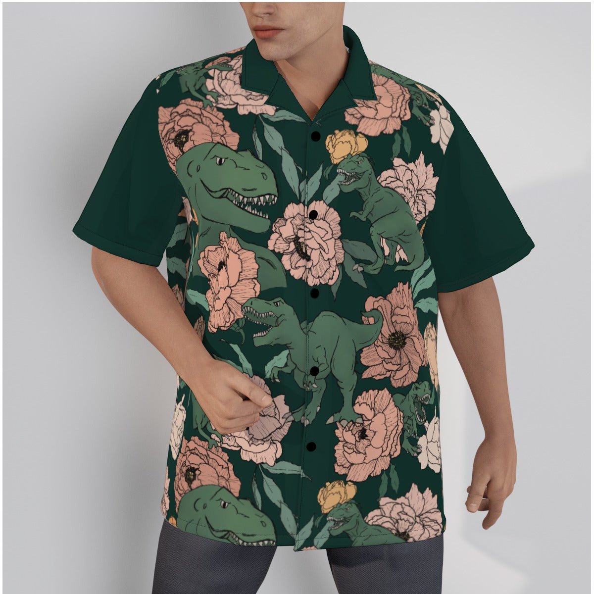 Rosie The T-Rex Green Hawaiian Shirt - Fox & Joy