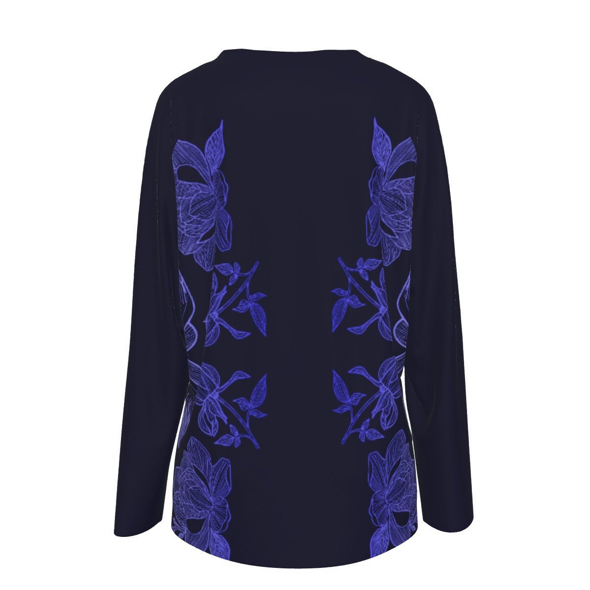 Winged Things Blue Gradient Moth Women's V-neck T-shirt With Long Sleeve - Fox & Joy