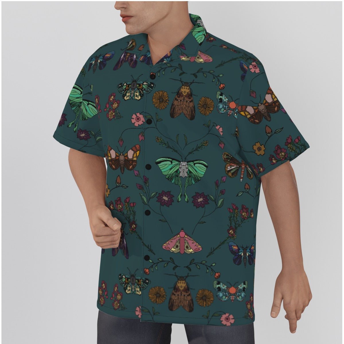 Winged Things Teal Moth Hawaiian Shirt - Fox & Joy