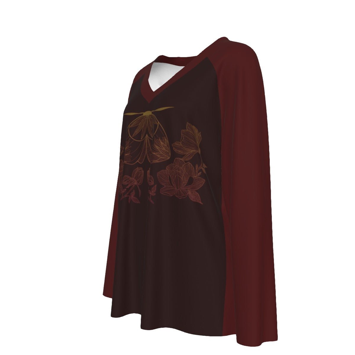 Winged Things Warm Moth Women's V-neck T-shirt With Long Sleeve - Fox & Joy